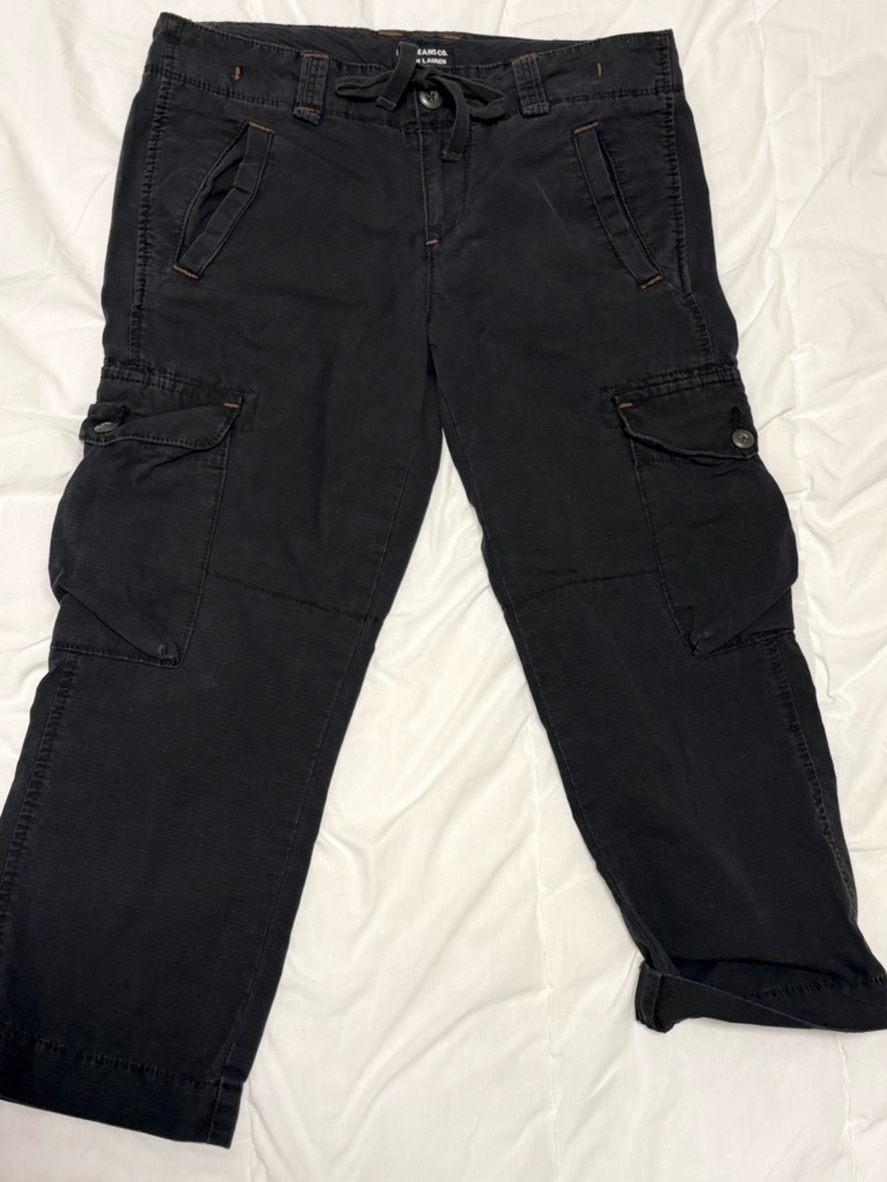Polo Ralph Lauren Jeans Low Rise Cargo Bermuda Shorts Black Utility Women's 4 - Picture 10 of 11